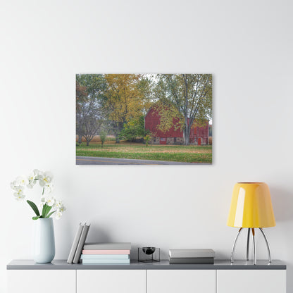 U R There Photography Mayville Lapeer Road Red in the Fall Rustic Farmhouse Acrylic Wall Print