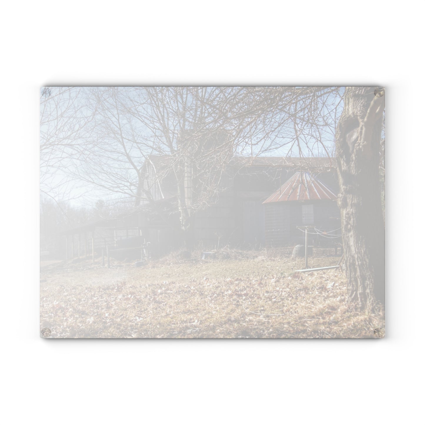 U R There Photography Hagerman Hidden Rustic Farmhouse Tempered-Glass Cutting Board