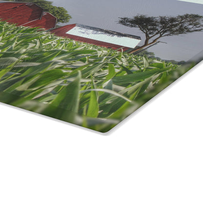 U R There Photography Shoemaker Reds Rustic Farmhouse Tempered-Glass Cutting Board