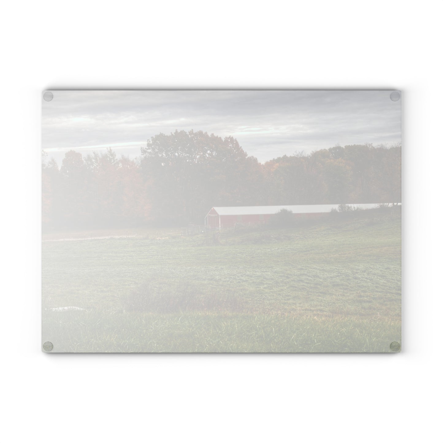 U R There Photography Bronson Lake Hidden Red I Rustic Farmhouse Tempered-Glass Cutting Board