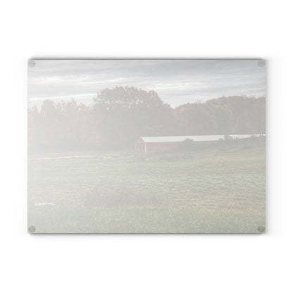 U R There Photography Bronson Lake Hidden Red I Rustic Farmhouse Tempered-Glass Cutting Board