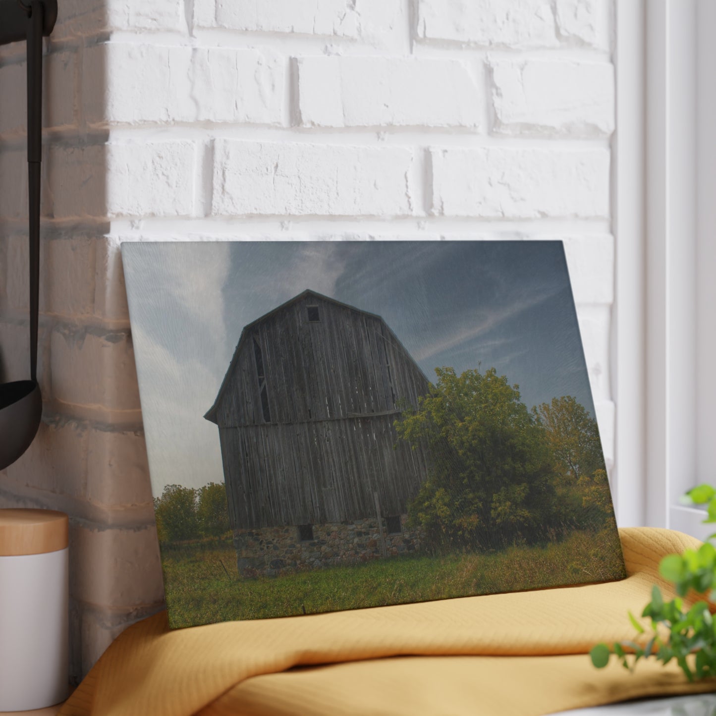 U R There Photography Cat Lake Grey I Rustic Farmhouse Tempered-Glass Cutting Board