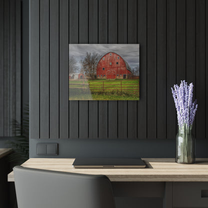 U R There Photography Beyond the Fence Red Rustic Farmhouse Acrylic Wall Print