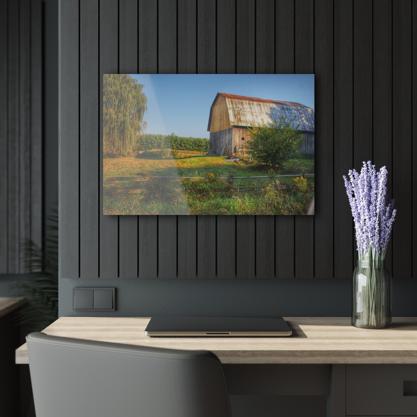 U R There Photography Snover Golden Grey Rustic Farmhouse Acrylic Wall Print