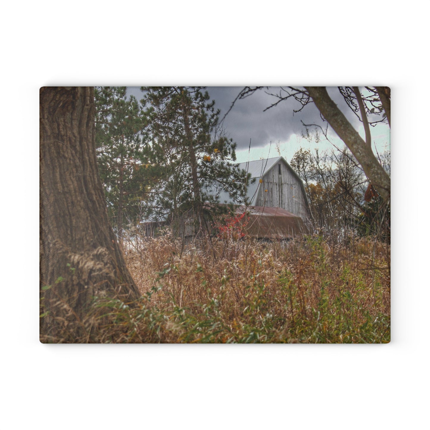 U R There Photography Booth Road Hidden Greys Rustic Farmhouse Tempered-Glass Cutting Board