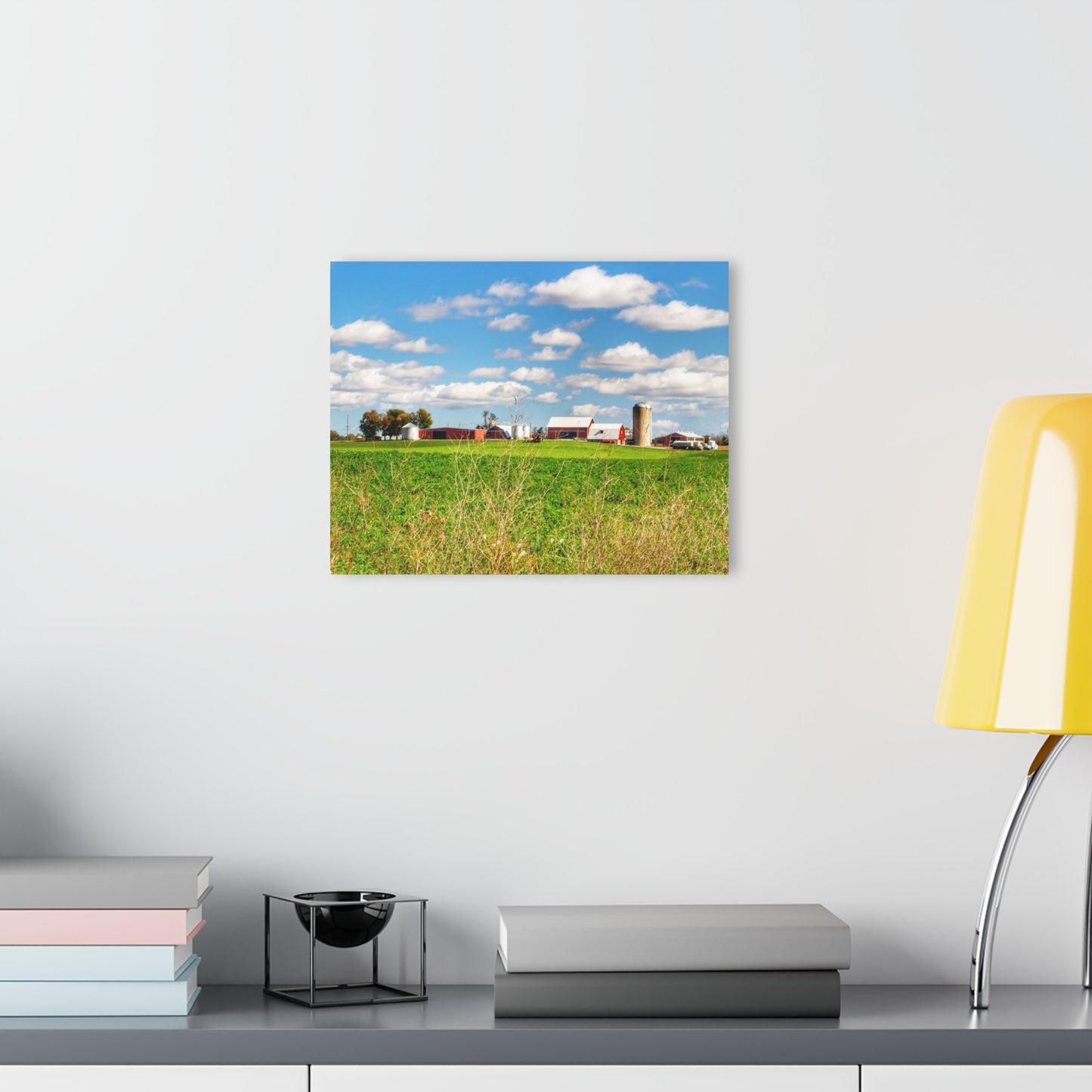 U R There Photography Pattison Road Farm Across the Field II Rustic Farmhouse Acrylic Wall Print