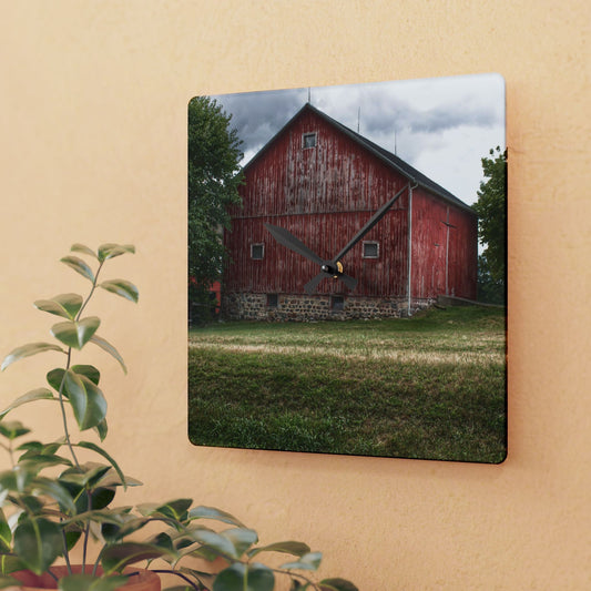 U R There Photography Five Lakes Red II Rustic Farmhouse Acrylic Analog Wall Clock
