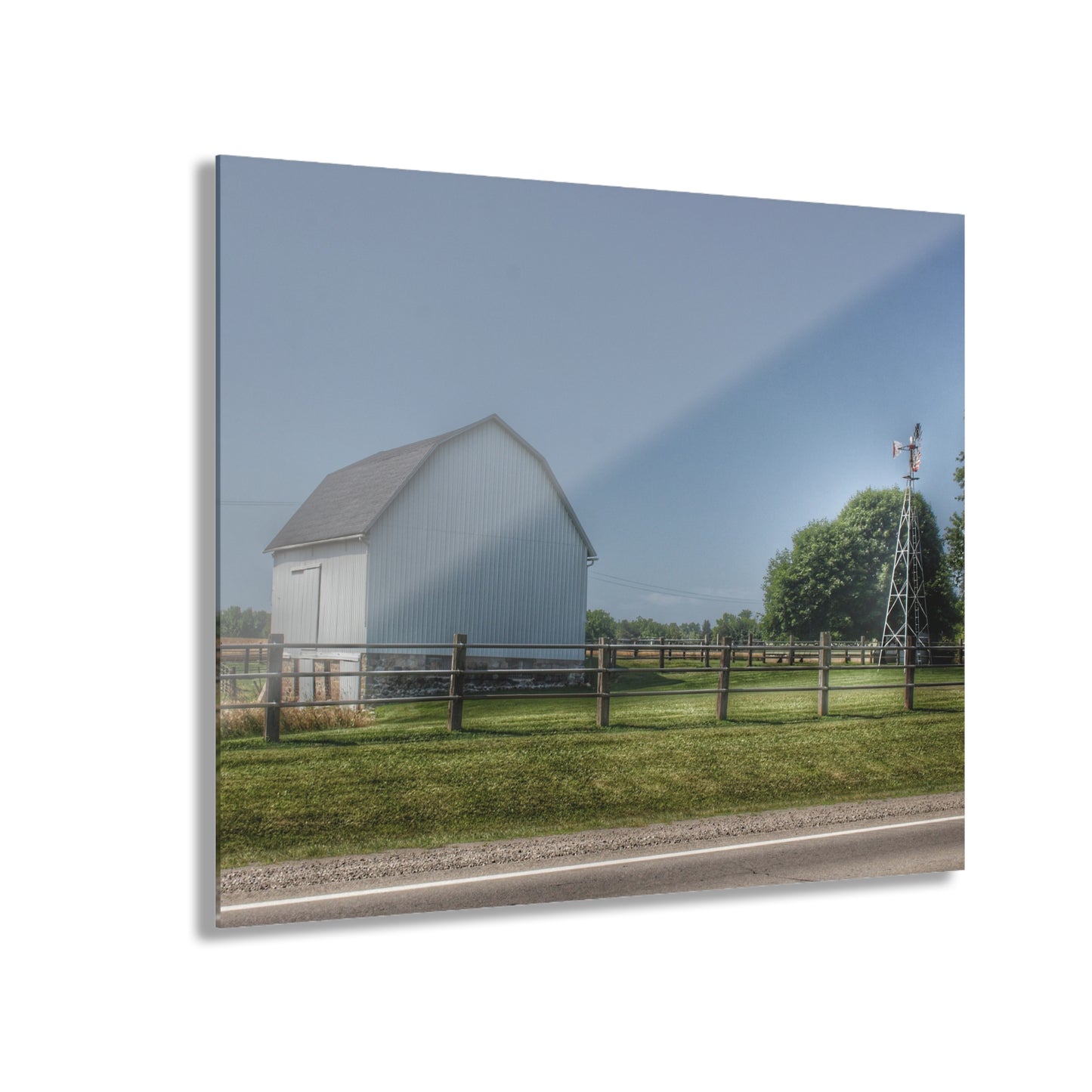 U R There Photography M-90 White and Windmill I Rustic Farmhouse Acrylic Wall Print