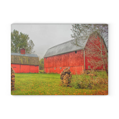 U R There Photography Cramton Road Reds I Rustic Farmhouse Tempered-Glass Cutting Board