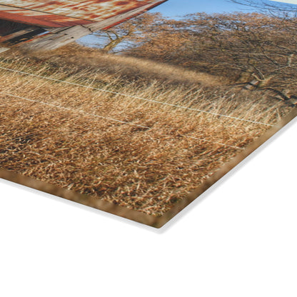 U R There Photography Dodge Road Hay Barn I Rustic Farmhouse Tempered-Glass Cutting Board