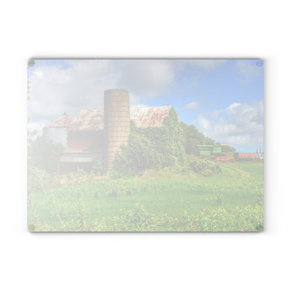 U R There Photography Slattery Rusted Red Rustic Farmhouse Tempered-Glass Cutting Board