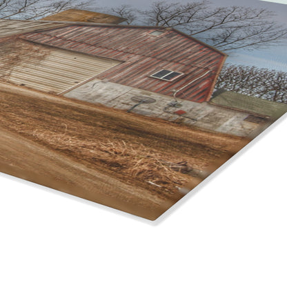 U R There Photography Maple Valley Road Red I Rustic Farmhouse Tempered-Glass Cutting Board