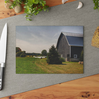 U R There Photography Black Haybarn Rustic Farmhouse Tempered-Glass Cutting Board
