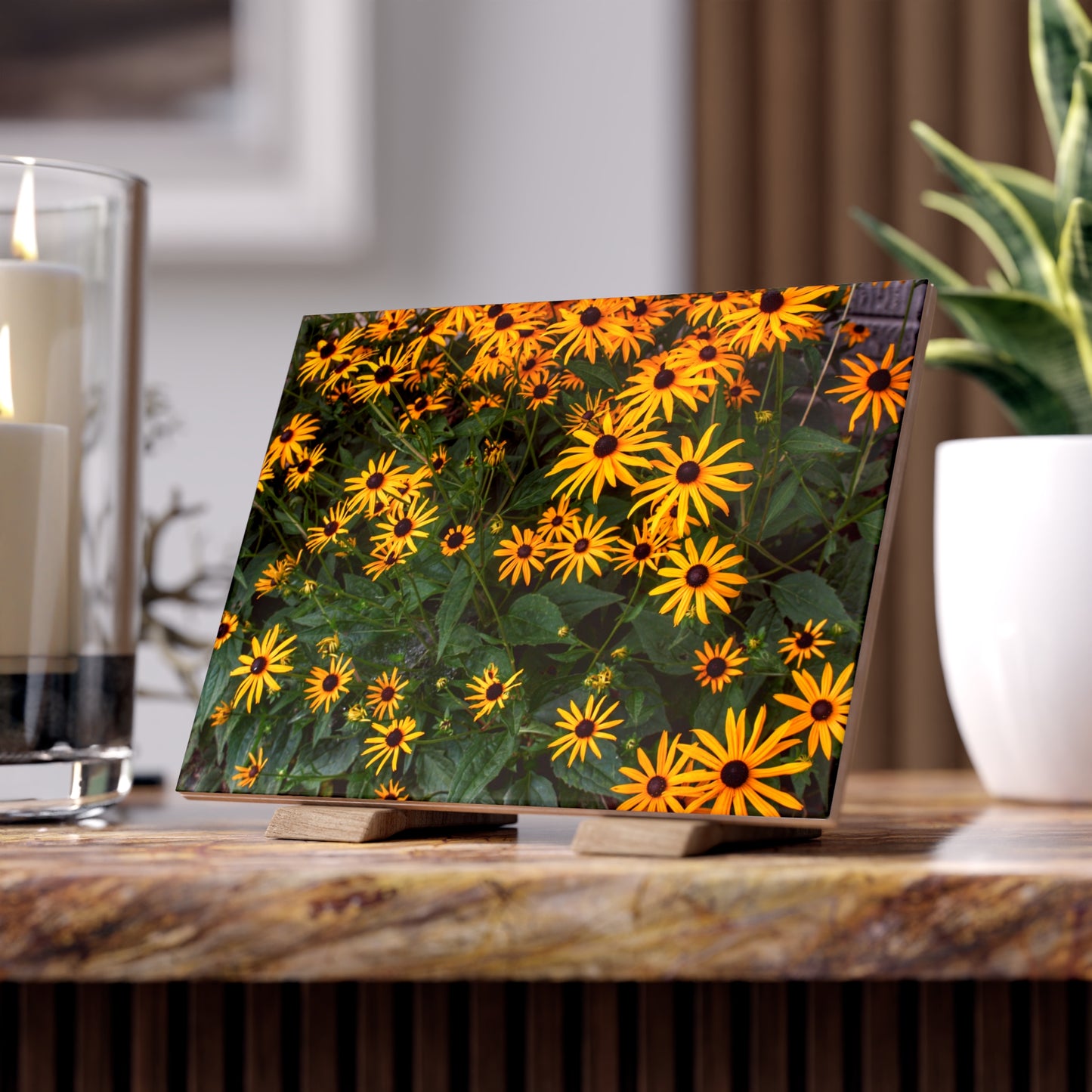 U R There Photography Black-Eyed Susan Rustic Farmhouse Decorative Ceramic Tile