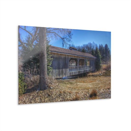 U R There Photography Covered Bridge of Campground Road I Rustic Farmhouse Acrylic Wall Print