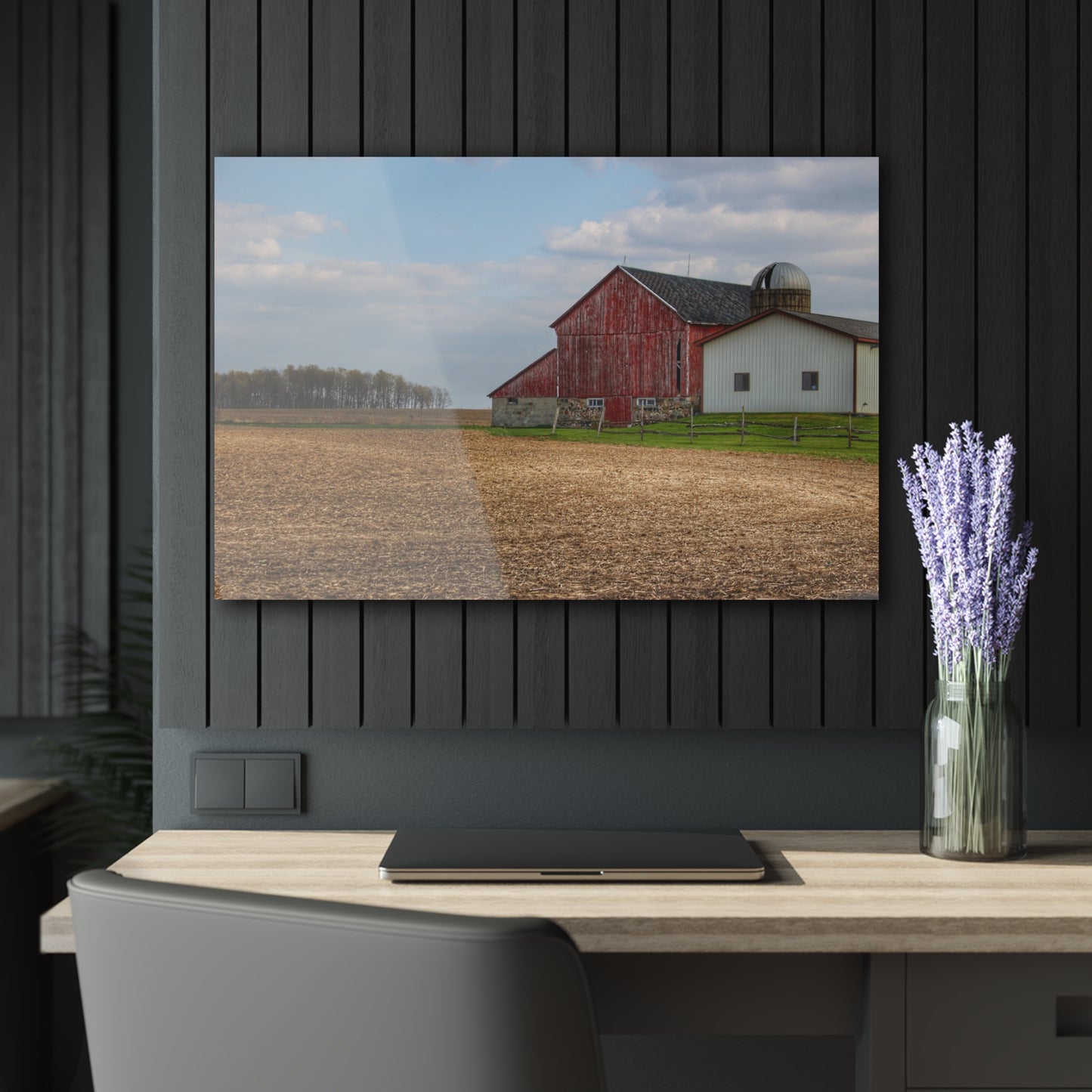 U R There Photography Cedar Creek Road Saltbox Red Rustic Farmhouse Acrylic Wall Print