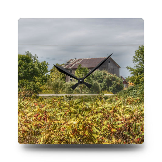 Dyke Grey Rustic Farmhouse Acrylic Analog Wall Clock 10.75'' × 10.75'' (Square)
