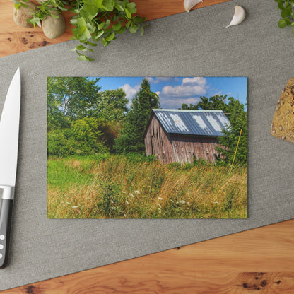 U R There Photography Lake Road Little Crooked Grey Rustic Farmhouse Tempered-Glass Cutting Board