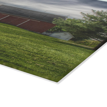 U R There Photography Kings Mill Red I Rustic Farmhouse Tempered-Glass Cutting Board