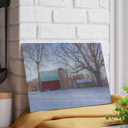 U R There Photography Webster Road Red I Rustic Farmhouse Tempered-Glass Cutting Board