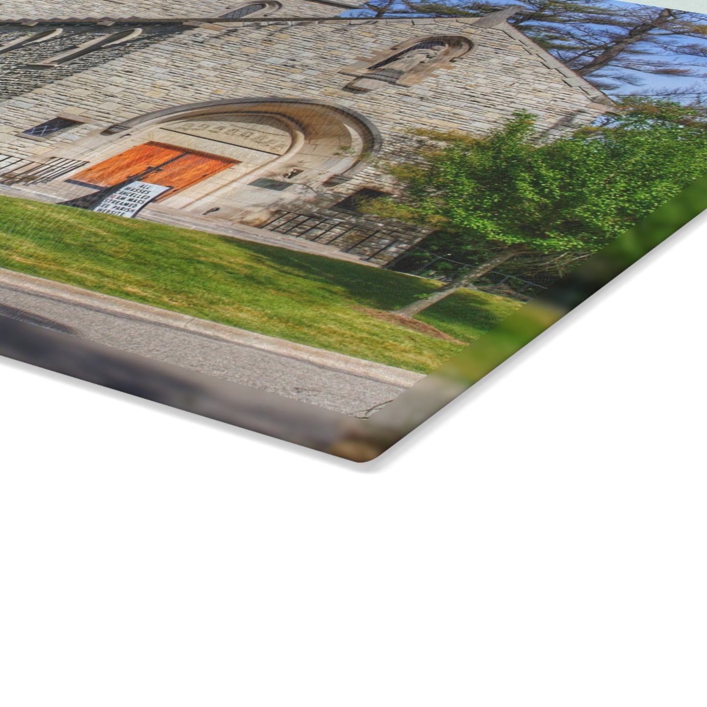 U R There Photography Saint Hugo of the Hills II Rustic Farmhouse Tempered-Glass Cutting Board 8"x 11"