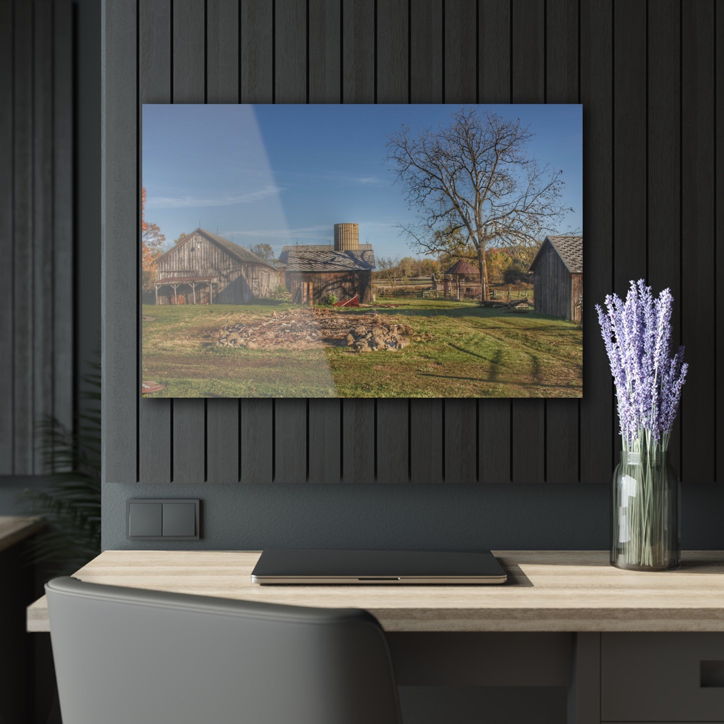 U R There Photography Bowers Road Greys I Rustic Farmhouse Acrylic Wall Print