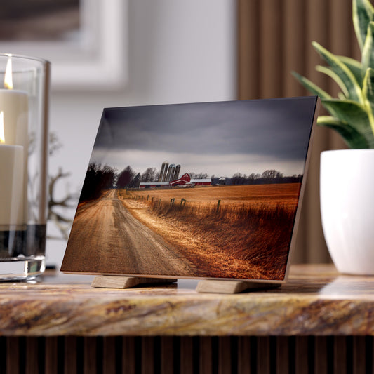 U R There Photography Across the Field on Daley Road Rustic Farmhouse Decorative Ceramic Tile