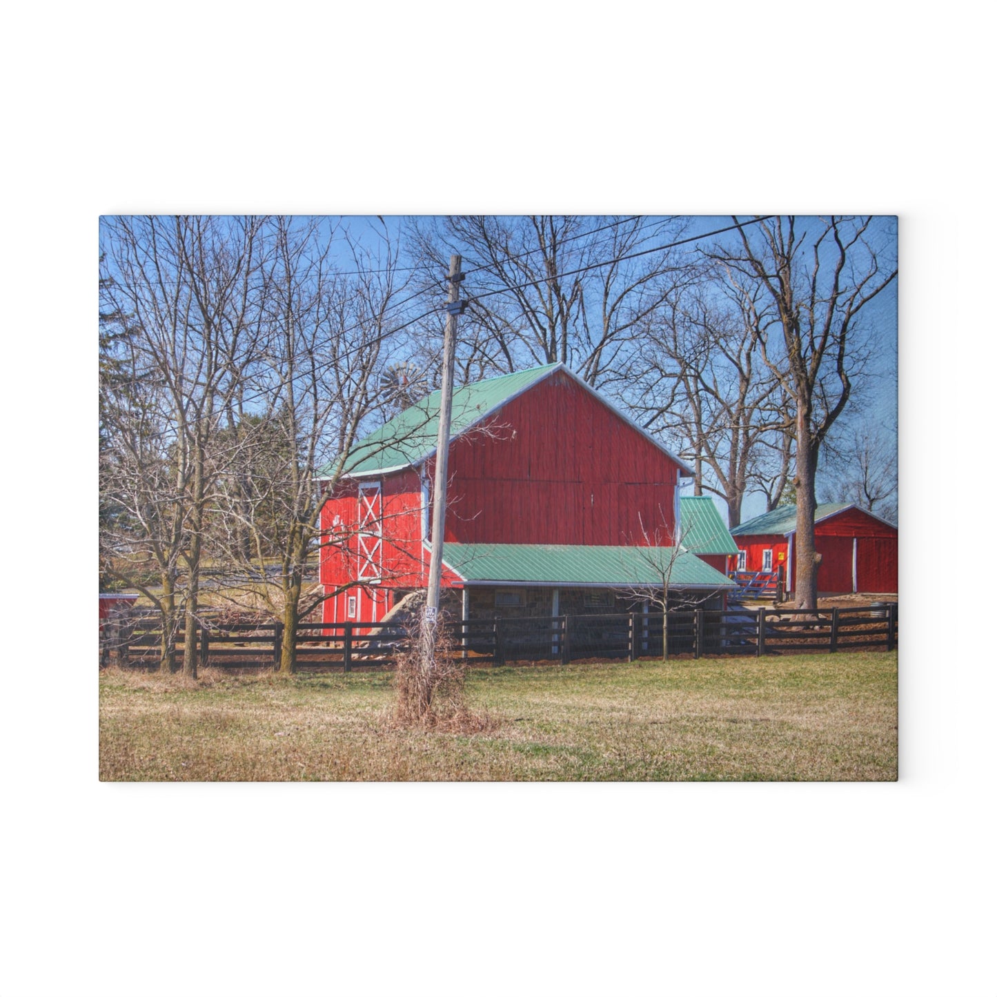 U R There Photography Imlay City Road Cow Barn II Rustic Farmhouse Tempered-Glass Cutting Board