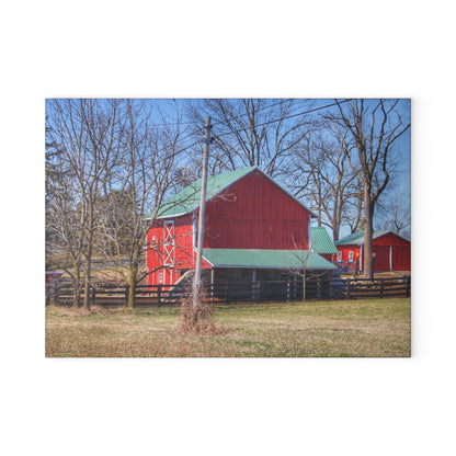 U R There Photography Imlay City Road Cow Barn II Rustic Farmhouse Tempered-Glass Cutting Board