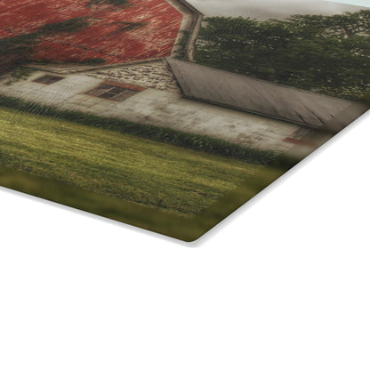 U R There Photography Stanley Road Red I Rustic Farmhouse Tempered-Glass Cutting Board