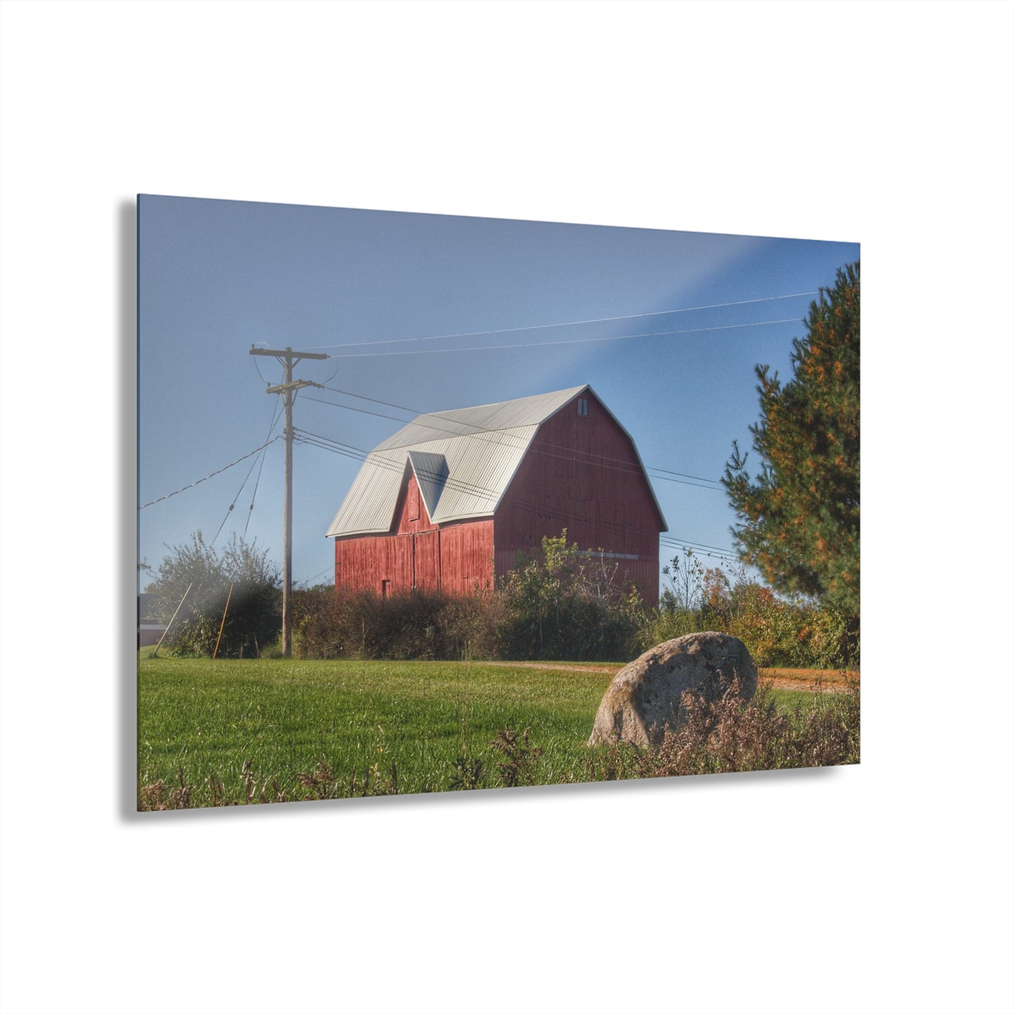 U R There Photography Hemingway Lake Road Red Rustic Farmhouse Acrylic Wall Print