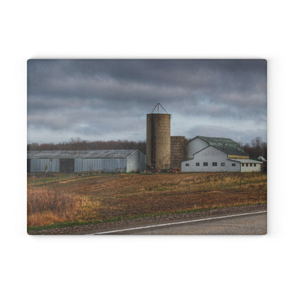 U R There Photography M-24 Whites Rustic Farmhouse Tempered-Glass Cutting Board