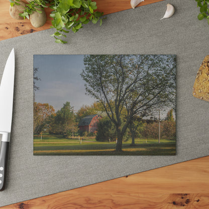 U R There Photography Belle River Red II Rustic Farmhouse Tempered-Glass Cutting Board