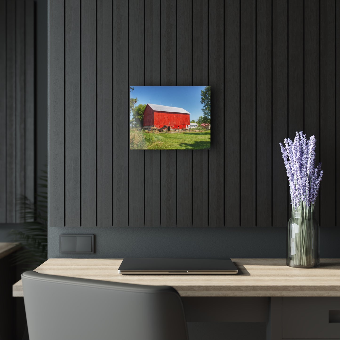 U R There Photography Harris Road Red Rustic Farmhouse Acrylic Wall Print