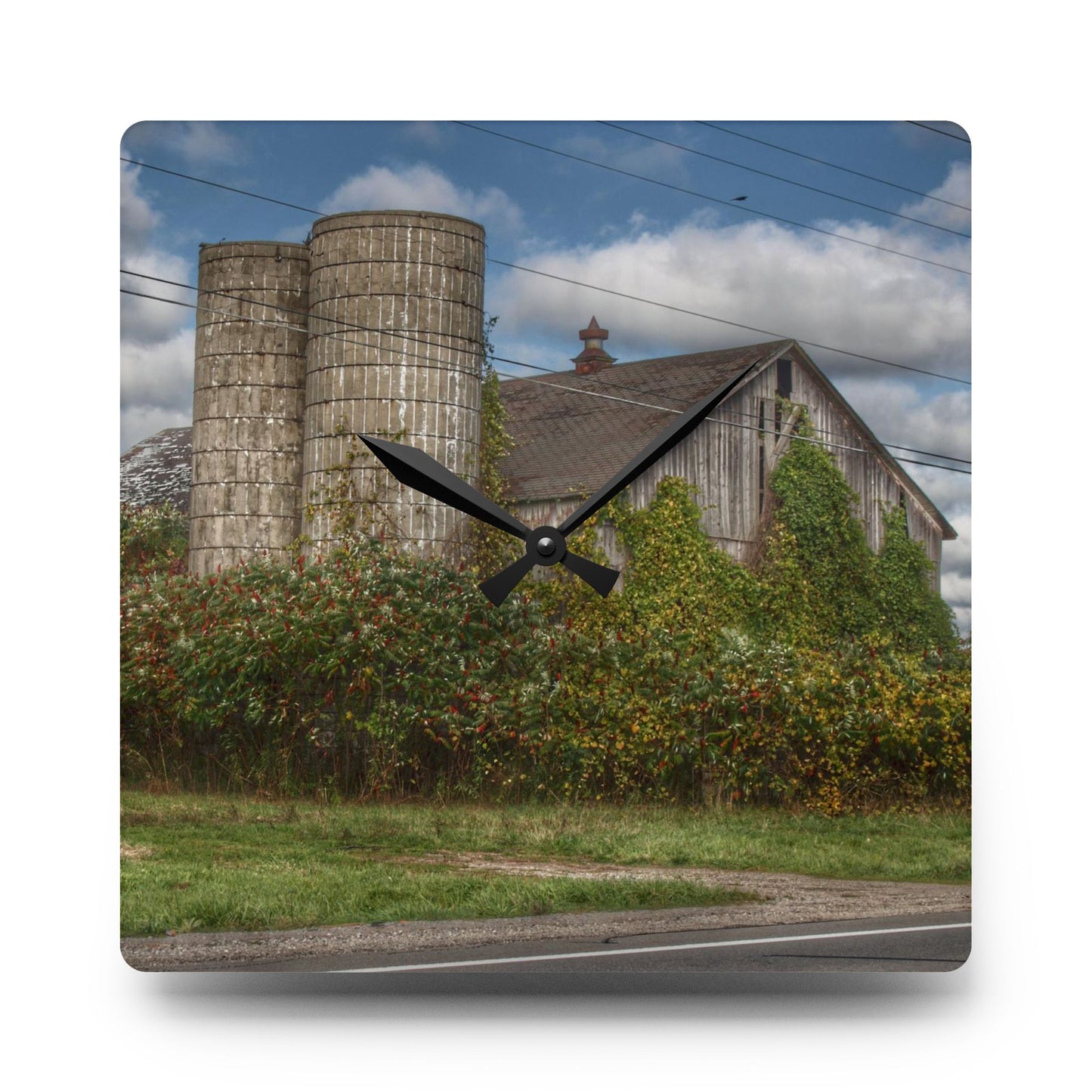 U R There Photography Metamora M-24 Grey II Rustic Farmhouse Acrylic Analog Wall Clock