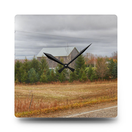 Burnside Grey Rustic Farmhouse Acrylic Analog Wall Clock 10.75'' × 10.75'' (Square)