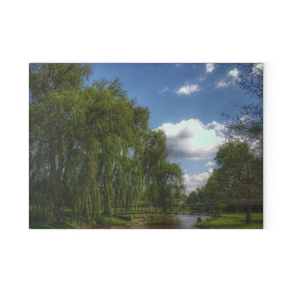 U R There Photography Cramton Park Bridge in Lapeer I Rustic Farmhouse Tempered-Glass Cutting Board