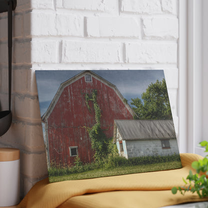 U R There Photography Stanley Road Red in Summer II Rustic Farmhouse Tempered-Glass Cutting Board