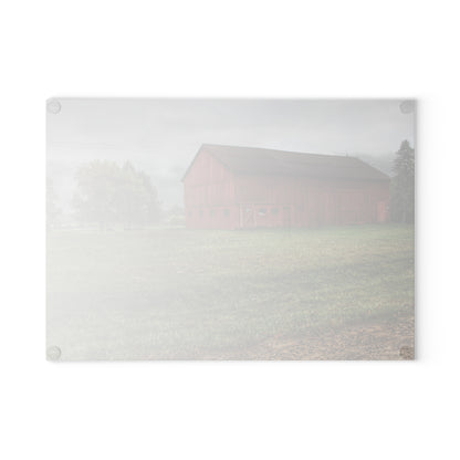U R There Photography Birch Road Red Rustic Farmhouse Tempered-Glass Cutting Board
