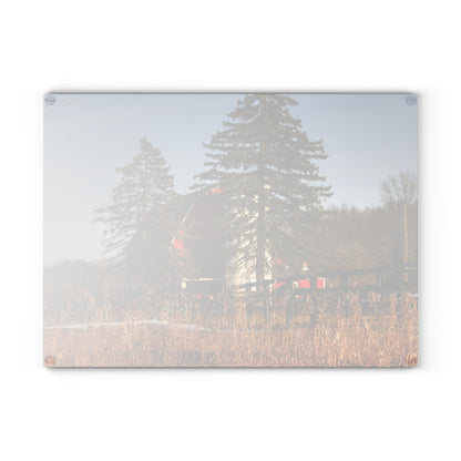 U R There Photography Blood Road Red I Rustic Farmhouse Tempered-Glass Cutting Board