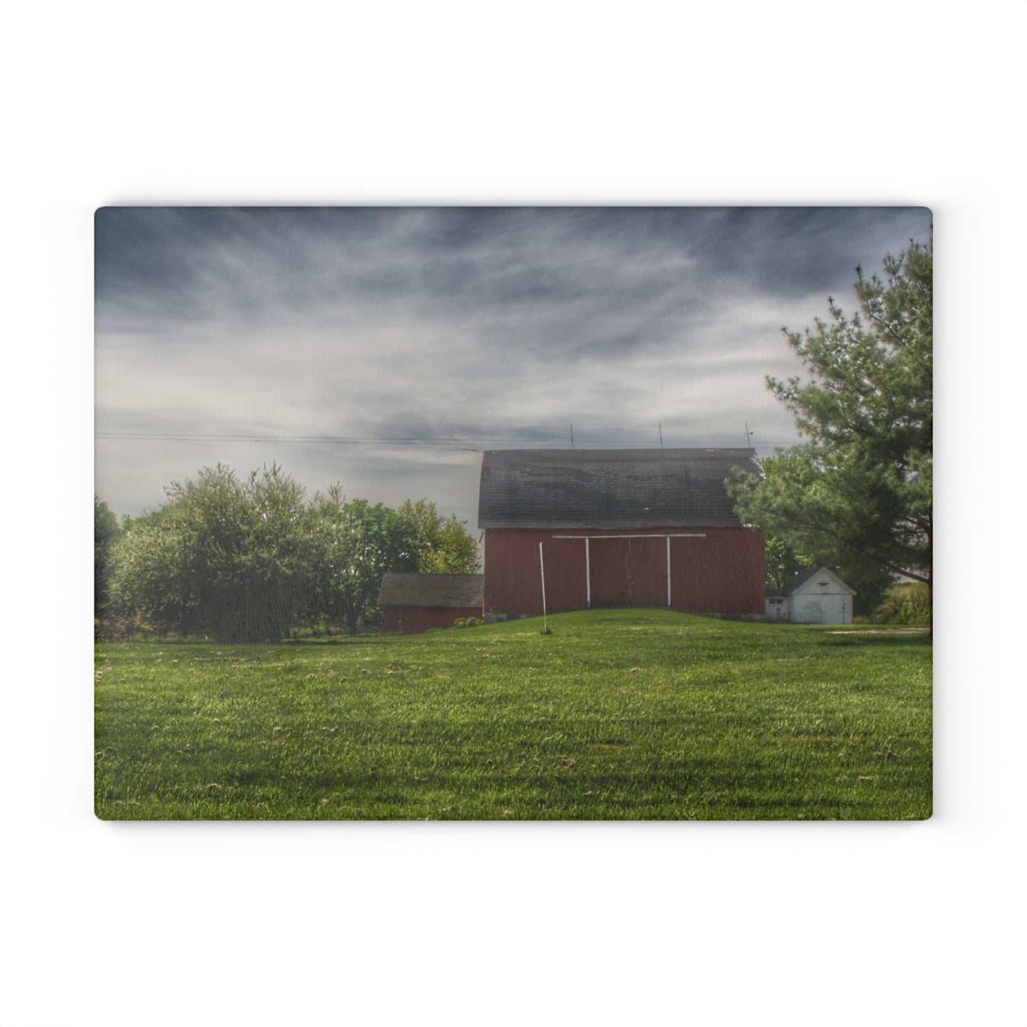 U R There Photography Kings Mill Red I Rustic Farmhouse Tempered-Glass Cutting Board