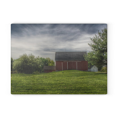 U R There Photography Kings Mill Red I Rustic Farmhouse Tempered-Glass Cutting Board