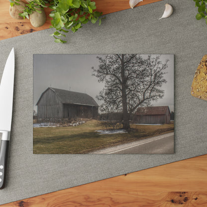 U R There Photography Roadside Greys Rustic Farmhouse Tempered-Glass Cutting Board