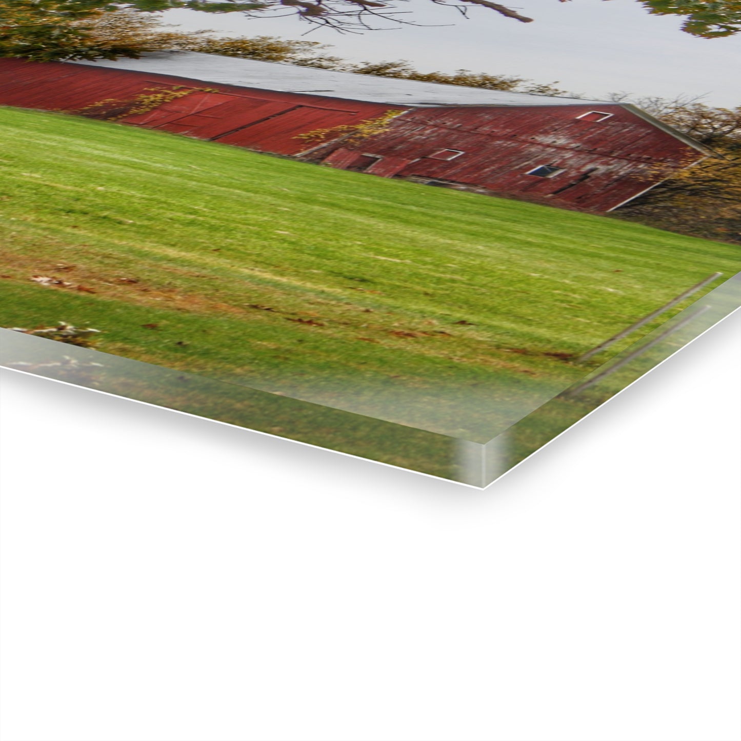 U R There Photography Hill Road Roadside Red Rustic Farmhouse Acrylic Wall Print