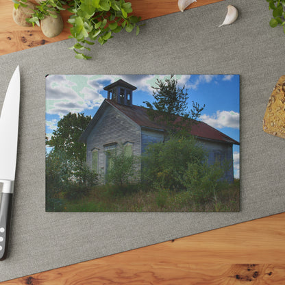 U R There Photography Mound Road Schoolhouse Rustic Farmhouse Tempered-Glass Cutting Board