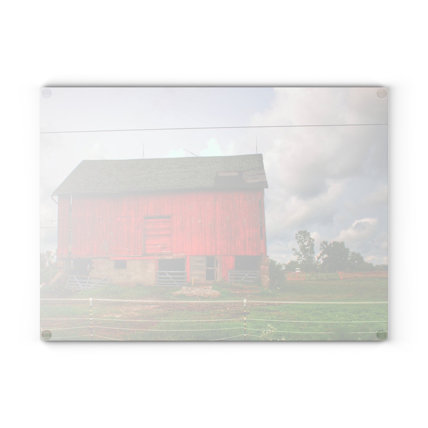 U R There Photography Elba Road Red III Rustic Farmhouse Tempered-Glass Cutting Board