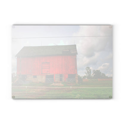 U R There Photography Elba Road Red III Rustic Farmhouse Tempered-Glass Cutting Board