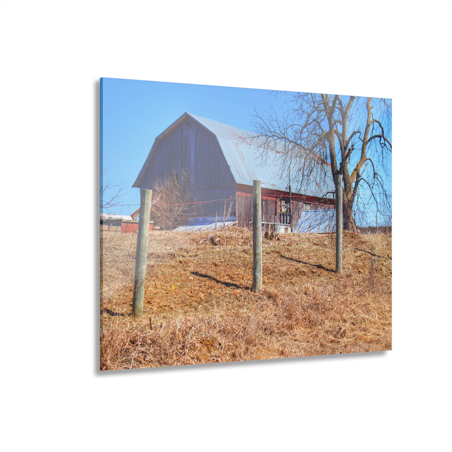 U R There Photography Marathon Haybarn on the Hill II Rustic Farmhouse Acrylic Wall Print