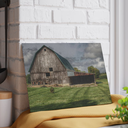 U R There Photography Bishop Grey II Rustic Farmhouse Tempered-Glass Cutting Board 11"x 15"