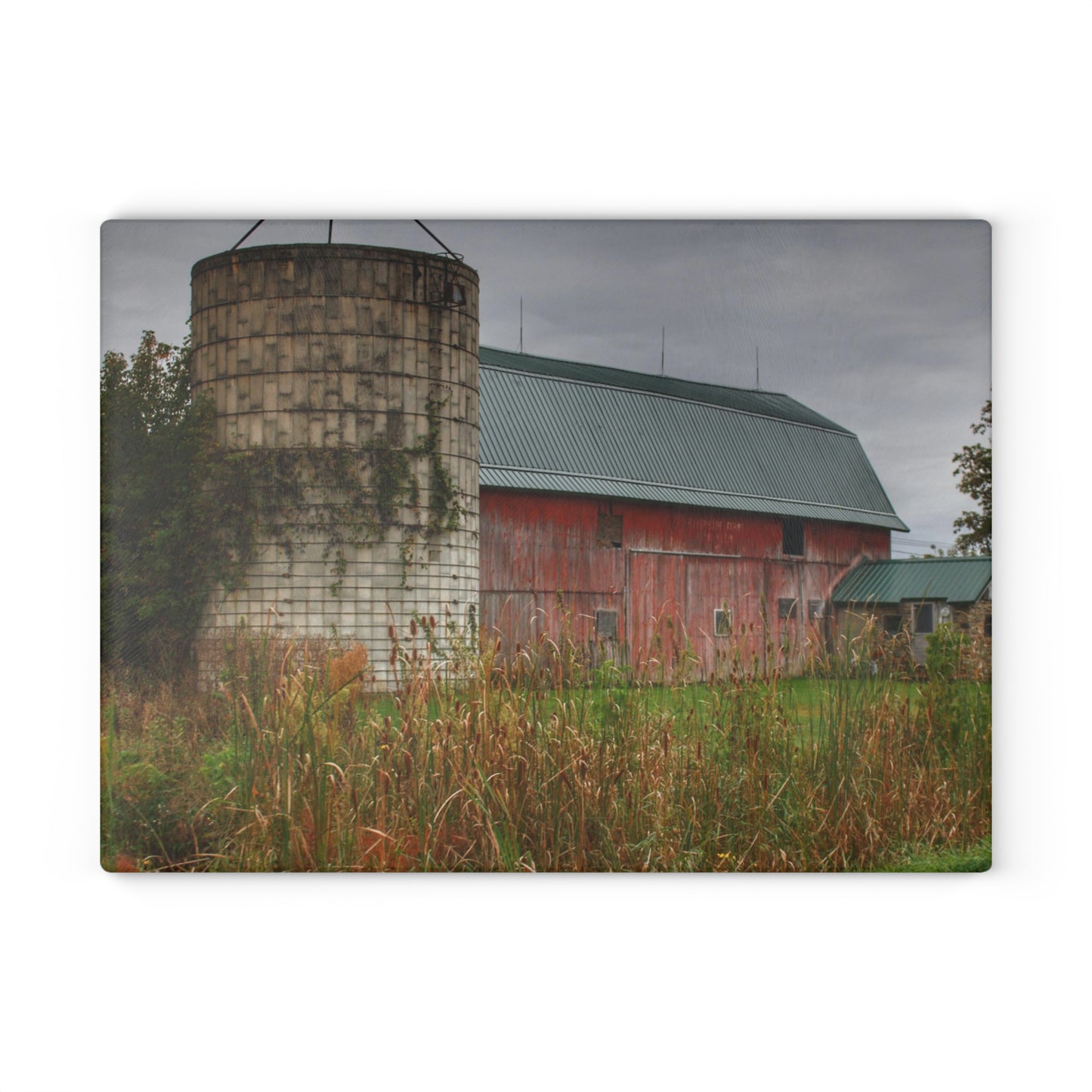 U R There Photography Plumb Creek Road Red II Rustic Farmhouse Tempered-Glass Cutting Board